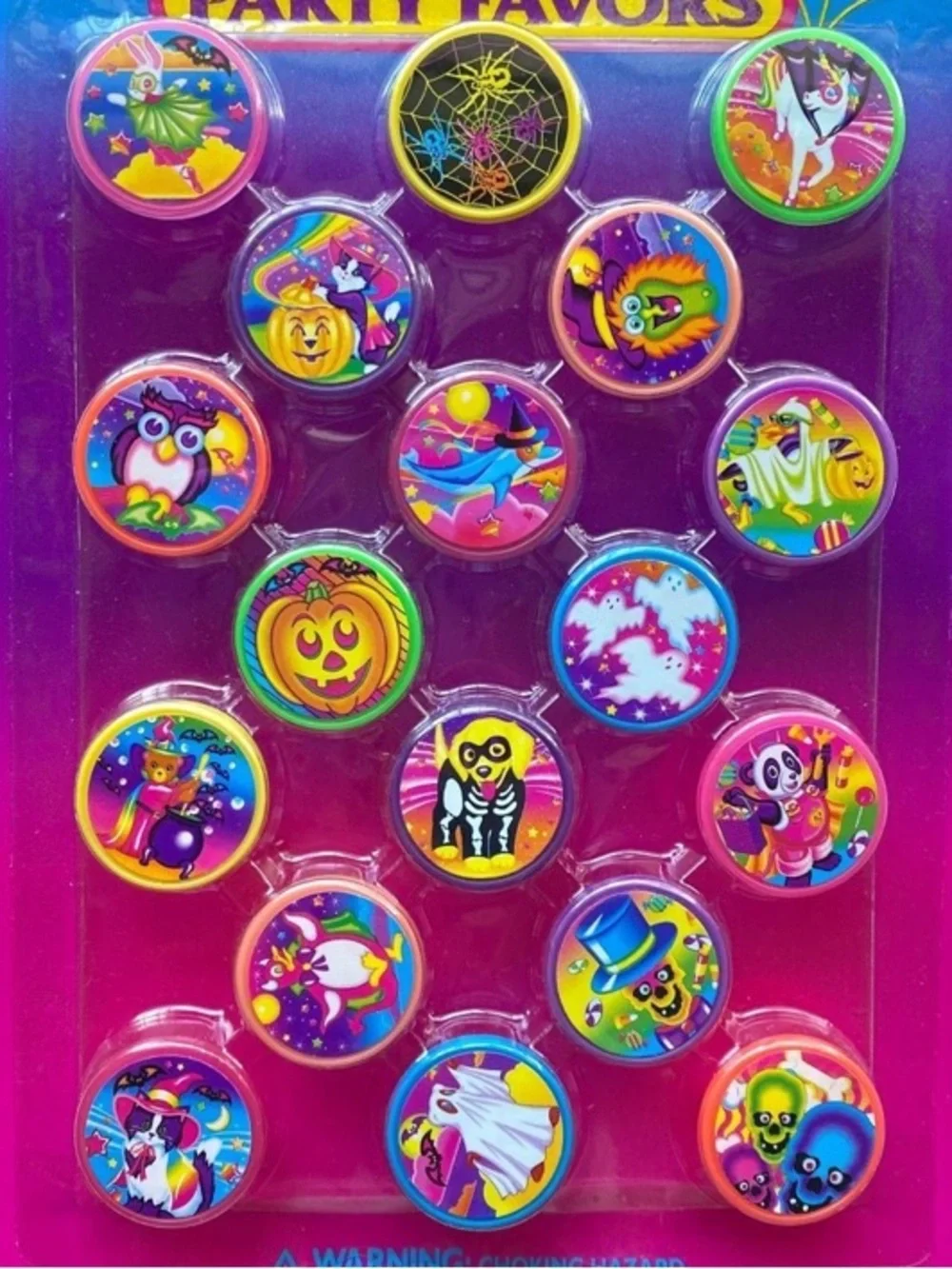 VTG Lisa Frank Halloween party favors 18 pack rings - SIP